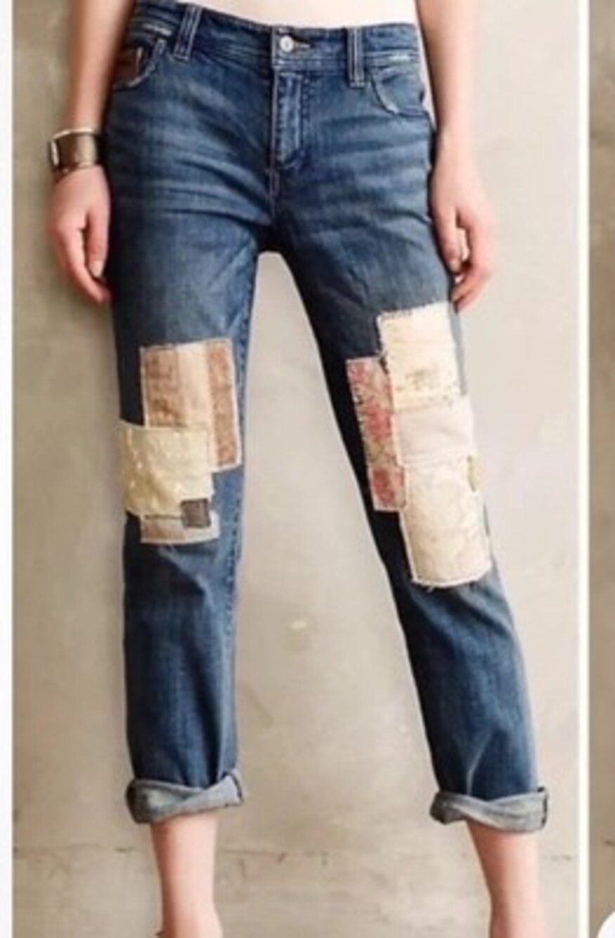 Pilcro Size 26 Hyphen Jeans Boyfriend Patchwork Anthropologie Womens Boho A255